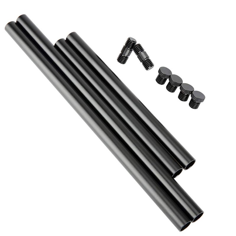 NICEYRIG 15mm Rod 8 Inch and 12 Inch, with M12 Thread Rod Connector Rod Cap Extend to 20 Inch Rods for Camera Shoulder Rig Support System - 189 - Image 1